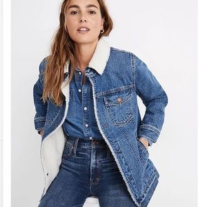 Madewell The Oversized Jean Jacket in Donaway Wash: Sherpa Edition
